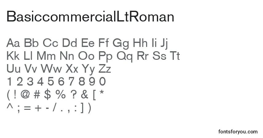 Schriftart BasiccommercialLtRoman – Alphabet, Zahlen, spezielle Symbole