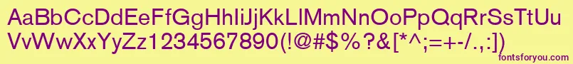 BasiccommercialLtRoman Font – Purple Fonts on Yellow Background