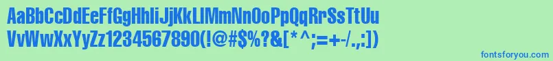 Fonte Cyrilliccompressed90 – fontes azuis em um fundo verde