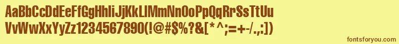 Cyrilliccompressed90-Schriftart – Braune Schriften auf gelbem Hintergrund