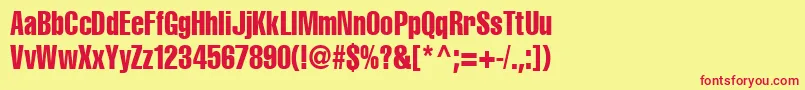 フォントCyrilliccompressed90 – 赤い文字の黄色い背景
