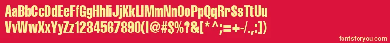 Cyrilliccompressed90-Schriftart – Gelbe Schriften auf rotem Hintergrund