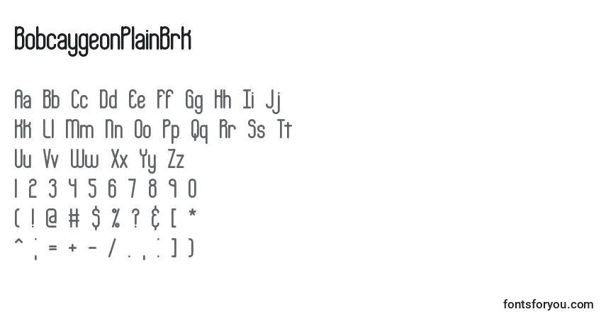 A fonte BobcaygeonPlainBrk – alfabeto, números, caracteres especiais