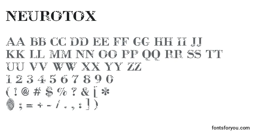 Czcionka Neurotox – alfabet, cyfry, specjalne znaki