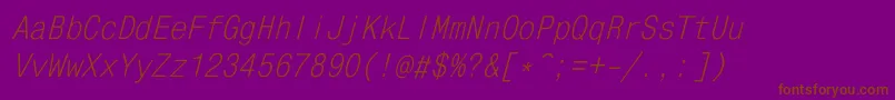MonocondensedItalic-fontti – ruskeat fontit violetilla taustalla