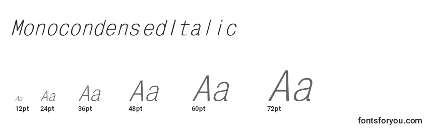 MonocondensedItalic Font Sizes