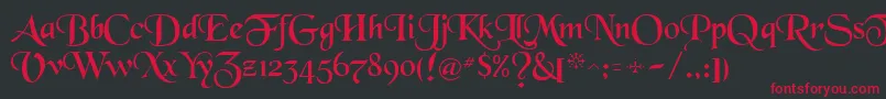 フォントBlkchcry – 黒い背景に赤い文字