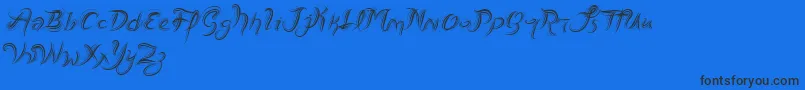 Weitere Informationen zur VtksFreshMint-Schriftart VtksFreshMint-Schriftart – Schwarze Schriften auf blauem Hintergrund