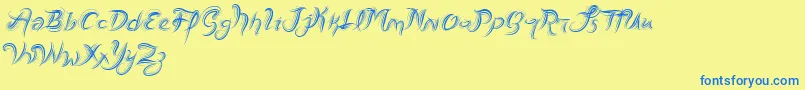 VtksFreshMint Font – Blue Fonts on Yellow Background