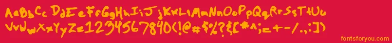 Fonte TheKoolFont – fontes laranjas em um fundo vermelho