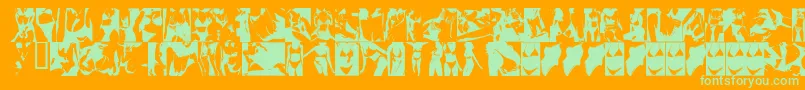 SexydynamiteVersion2000-Schriftart – Grüne Schriften auf orangefarbenem Hintergrund