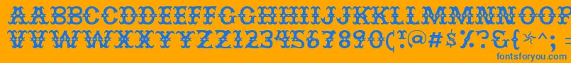 Jesterres-Schriftart – Blaue Schriften auf orangefarbenem Hintergrund