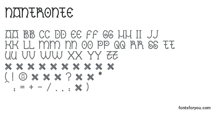 Czcionka Nantronte – alfabet, cyfry, specjalne znaki