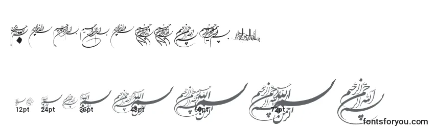 Besmellah1 Font Sizes