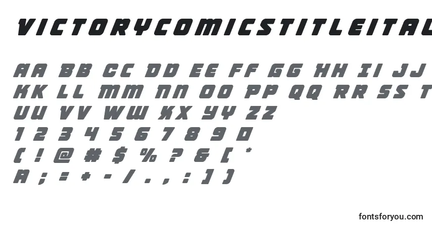 Czcionka Victorycomicstitleital – alfabet, cyfry, specjalne znaki