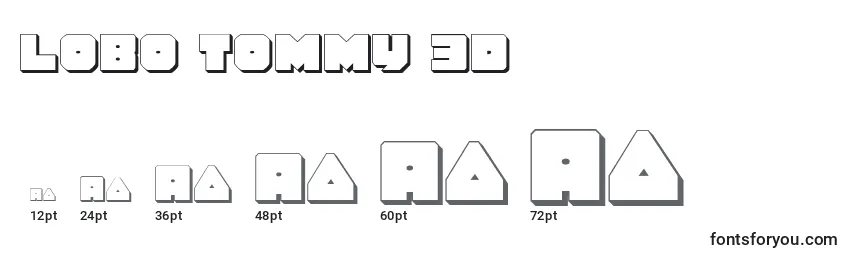 Размеры шрифта Lobo Tommy 3D