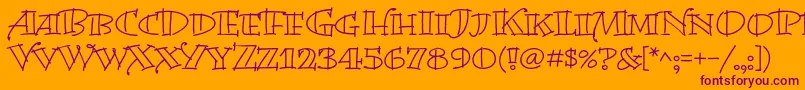 BermudalpstdOpen-fontti – violetit fontit oranssilla taustalla