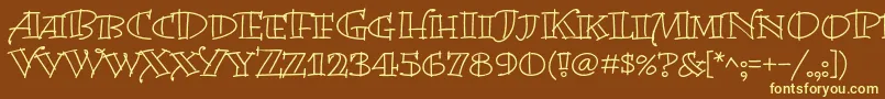 BermudalpstdOpen-fontti – keltaiset fontit ruskealla taustalla