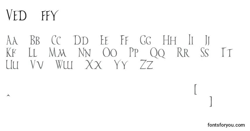 Schriftart Ved ffy – Alphabet, Zahlen, spezielle Symbole