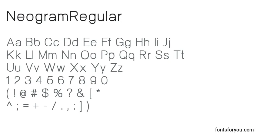 NeogramRegular-fontti – aakkoset, numerot, erikoismerkit