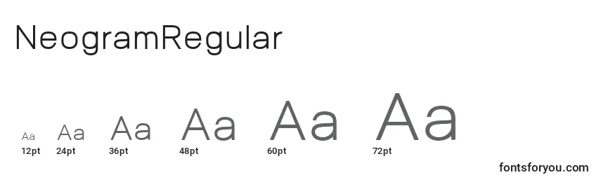 Размеры шрифта NeogramRegular