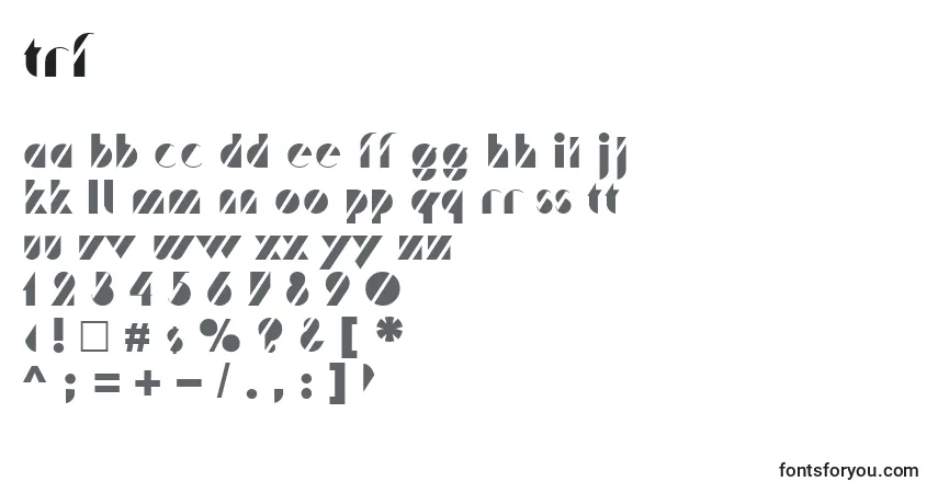 Czcionka Trf – alfabet, cyfry, specjalne znaki