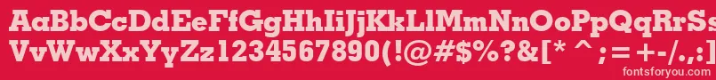 Czcionka GeometricSlabserif703ExtraBoldBt – różowe czcionki na czerwonym tle