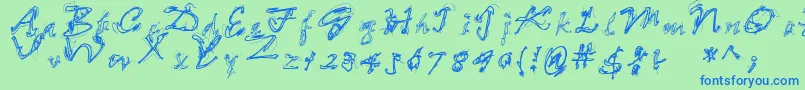 Шрифт LooseEnds – синие шрифты на зелёном фоне