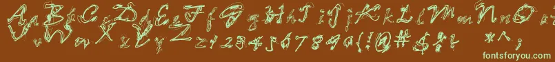 LooseEnds Font – Green Fonts on Brown Background