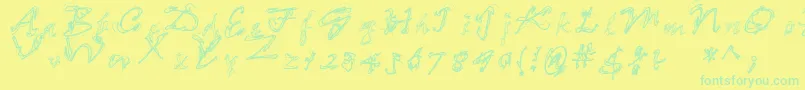 LooseEnds-fontti – vihreät fontit keltaisella taustalla