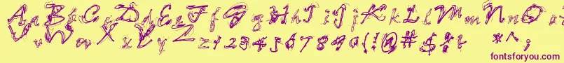 LooseEnds Font – Purple Fonts on Yellow Background