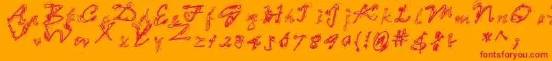 LooseEnds Font – Red Fonts on Orange Background