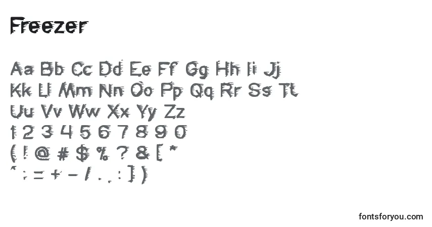 Schriftart Freezer – Alphabet, Zahlen, spezielle Symbole
