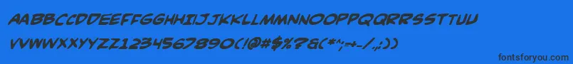 ComicBookCommandoBoldItalic Font – Black Fonts on Blue Background