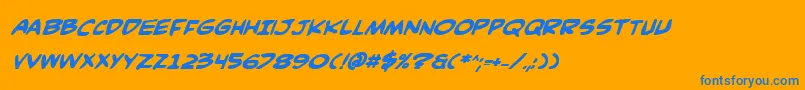 ComicBookCommandoBoldItalic Font – Blue Fonts on Orange Background