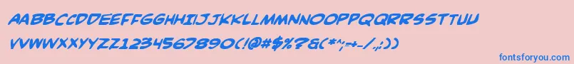 ComicBookCommandoBoldItalic Font – Blue Fonts on Pink Background