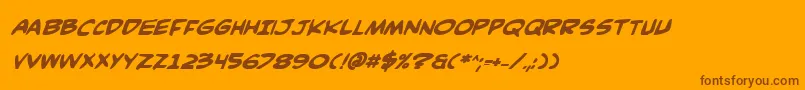 Подробнее о шрифте ComicBookCommandoBoldItalic Шрифт ComicBookCommandoBoldItalic – коричневые шрифты на оранжевом фоне