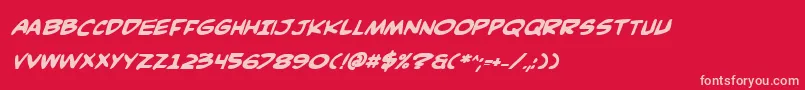 フォントComicBookCommandoBoldItalic – 赤い背景にピンクのフォント