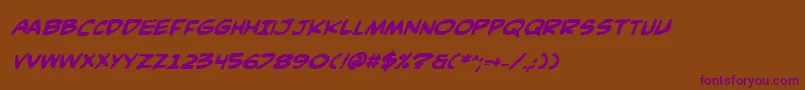 ComicBookCommandoBoldItalic Font – Purple Fonts on Brown Background