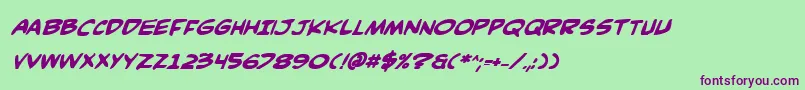 ComicBookCommandoBoldItalic Font – Purple Fonts on Green Background