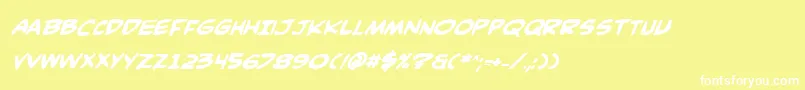 ComicBookCommandoBoldItalic Font – White Fonts on Yellow Background