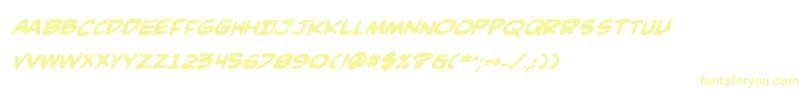 フォントComicBookCommandoBoldItalic – 黄色のフォント