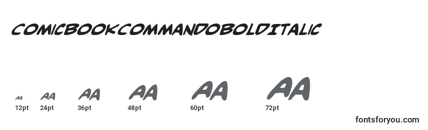 ComicBookCommandoBoldItalic Font Sizes