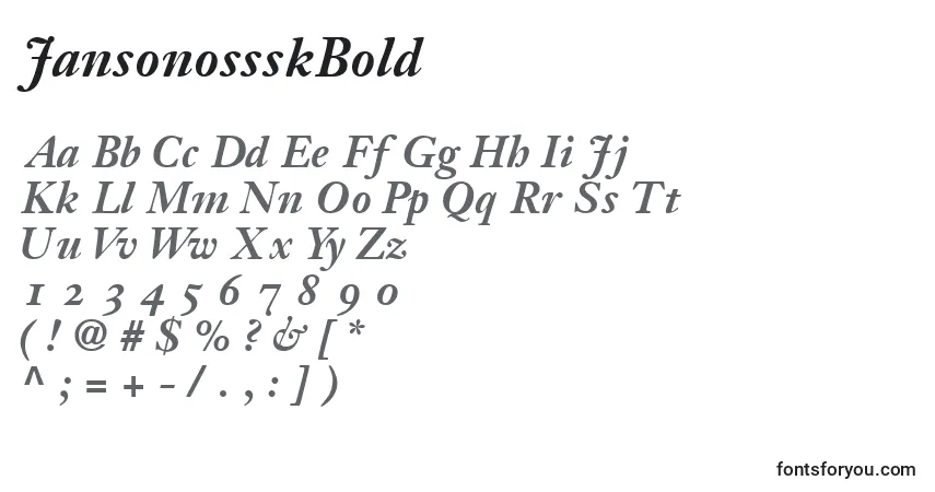 A fonte JansonossskBold – alfabeto, números, caracteres especiais