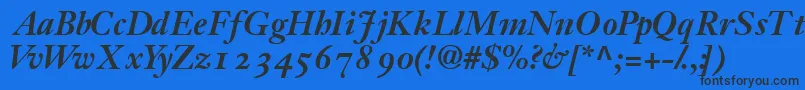 フォントJansonossskBold – 黒い文字の青い背景