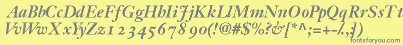 フォントJansonossskBold – 黄色の背景に灰色の文字