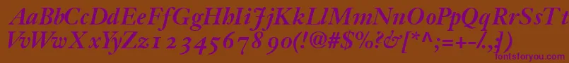 JansonossskBold-Schriftart – Violette Schriften auf braunem Hintergrund