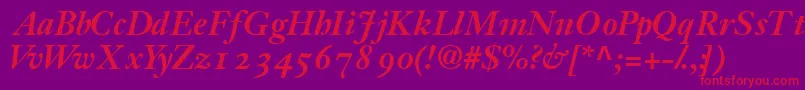 JansonossskBold-Schriftart – Rote Schriften auf violettem Hintergrund