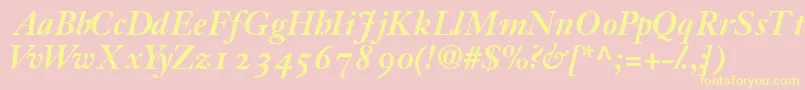 JansonossskBold-Schriftart – Gelbe Schriften auf rosa Hintergrund