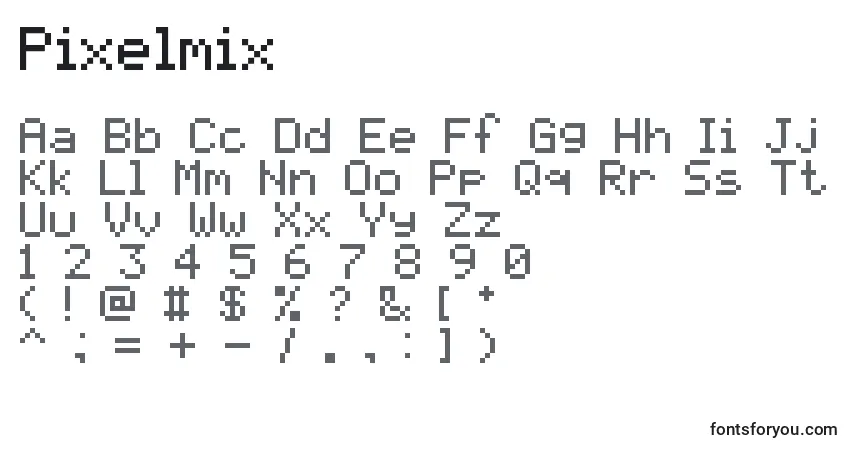 A fonte Pixelmix – alfabeto, números, caracteres especiais